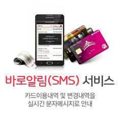 바로알림(SMS)서비스 카드이용내역 및 변경내역을 실시간 문자메시지로 안내