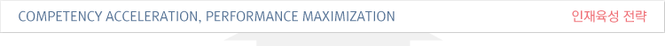 COMPETENCY ACCELERATION, PERFORMANCE MAXIMIZATION - 인재 육성 전략